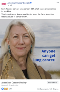 A screenshot of an ad from The American Cancer Society educating readers and encouraging consideration. 